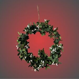 Vintage/modern faux boxwood/mistletoe wreath Christmas festive holiday